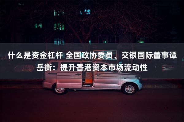 什么是资金杠杆 全国政协委员、交银国际董事谭岳衡：提升香港资本市场流动性