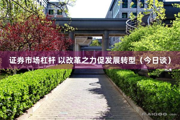 证券市场杠杆 以改革之力促发展转型（今日谈）
